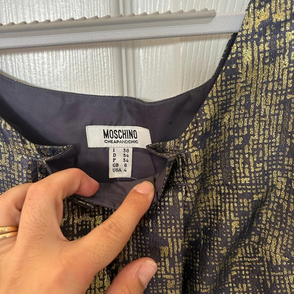 Moschino Cheap And Chic Women Gold Cocktail Dress 4 - Picture 3 of 4